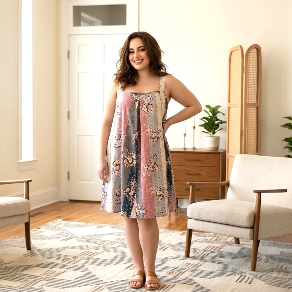 Floral Patchwork Wide Leg Romper Pink Blue Sleeveless Plus‎ Size 5XL